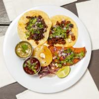 Taco Plate * · 3 tacos, soft or crispy, w/ rice, beans, or fide. 575cal gluten free only on corn tortilla.