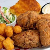 Southern Fried Chicken (4 Piece) · Buttermilk battered chicken, coated with seasoned flour. Served with jalapeno cornbread and ...