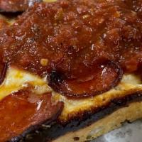 4 Cylinder - The Detroiter Pizza · Wisconsin brick cheese, old world pepperoni with the boss sauce made with san marzano tomato...
