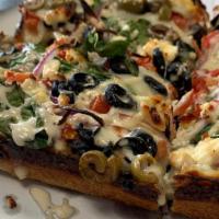 4 Cylinder - Greektown Pizza · Wisconsin brick cheese, black olives, green olives, red onions, spinach, tomatoes and feta c...
