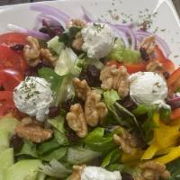 Motown Salad · Mixed greens, assorted fresh veggies, sun dried cranberries, walnuts and riccotta cheese. ch...