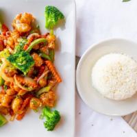 Sweet & Sour Chicken · Serve with a side of white rice.