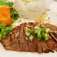 Grilled Pork Rice Plate · Serve with lettuce, pickle carrot, cucumber, tomatoes and steam Jasmine rice and side house ...