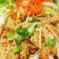 Grilled Chicken Vermicelli Bowl · Vermicelli bowl consist of vermicelli noodle, lettuce, pickle carrots & daikon, cucumber, be...