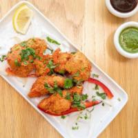Chicken Tikka Kebab · Chicken chunks marinated in yogurt, spices and fresh herbs. NOT SERVED WITH RICE OR NAAN.
