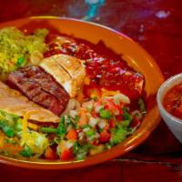 Las Vegas · 1 Cheese Enchilada, 1 Crispy Beef Taco,  and a tasting of your Choice of Beef, Chicken or Sh...