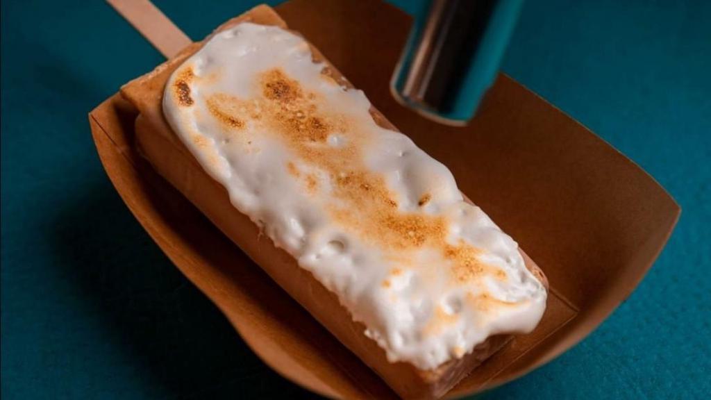Famous S'Mores Paleta · Our S'Mores Paleta is a Chocolate Paleta filled in the inside with Marshmallow Creme and with a Graham Cracker inside. It is a one of a kind experience.