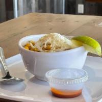 Corn Cup · Mayonnaise, parmesan cheese, lime and Valentina.
