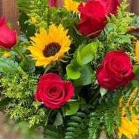 Sunny Day · Send some love and sunshine with this adorable rose and sunflower combo!