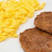 Sausage And Eggs · Served with choice of side.
