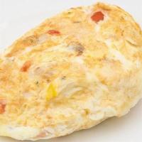 Healthy Lifestyle Omelette · Egg whites, broccoli, onion, mushroom, and tomato, with signature French rolled, oven-baked,...