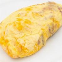 Bacon And Cheddar Omelette · With signature French rolled, oven-baked, four egg omelette, and choice of side