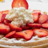 Strawberry Waffle · Lightly dusted with powdered sugar.