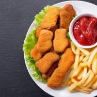 Chicken Nuggets With Fries · Golden-crispy chicken nuggets served with side of fries.