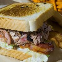 Pblt Sandwich · Pulled pork, bacon, lettuce, tomato, and mayonnaise on Texas toast.