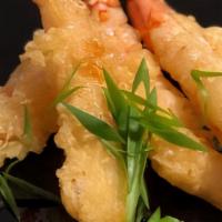 Shrimp Tempura · Three pieces of shrimp and mixed vegetable. Deep fried in light batter or four pieces shrimp...