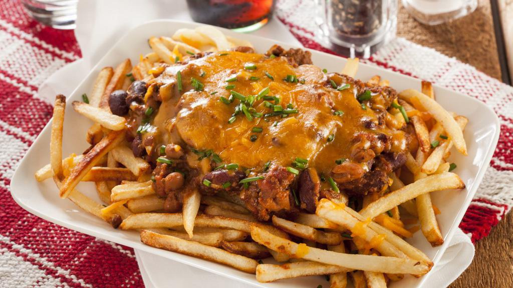 Chili Cheese Fries · Delicious French fries deep fried 'till golden brown, and topped with homemade chili and melted cheese.