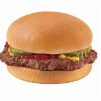 Hamburger Kid'S Meal · One 100% beef patty, pickles, ketchup, and mustard served on a warm toasted bun.