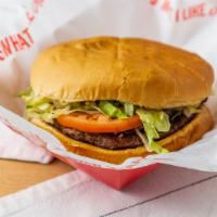 Hunger Buster ™ (1/4 Lb.) · One ¼ lb.* 100% beef burger topped with , thick-cut tomato, crisp chopped lettuce, pickles, ...