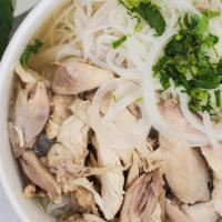 Chicken Pho (Large) · Mixed of juicy chicken meat, rice noodles and delicious chicken broth.