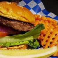 Classic Burger · Smash Patties - Split Top Bun - Lettuce - Tomato - Pickle