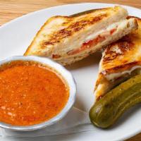 Grilled 3 Cheese W/ Tomatoes #6 · American, muenster, and jalapeno cheese with tomato basil dip. Recommended on sourdough. Add...