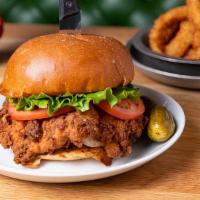 Fried Chicken Sandwich · On a grilled challah bun with lettuce and tomato