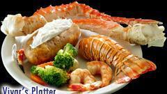 Vivar'S Platter · One 5 oz. lobster tail, 3/4 pound king crablegs, 2 giant shrimp grilled, breaded or fiesta s...