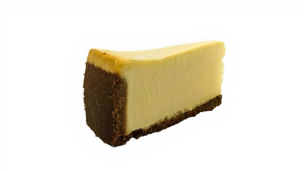 Grande Plain Cheesecake · New York style vanilla cheesecake made with real cream cheese and honey graham crust.