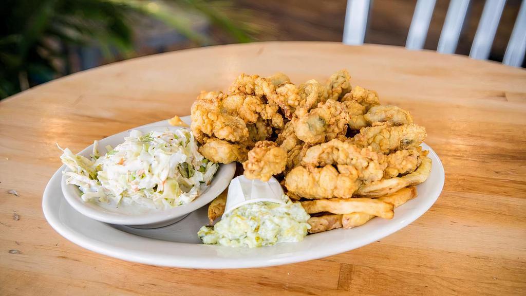 Fried Oyster Platter · Hand Battered Fried Oysters + Fries