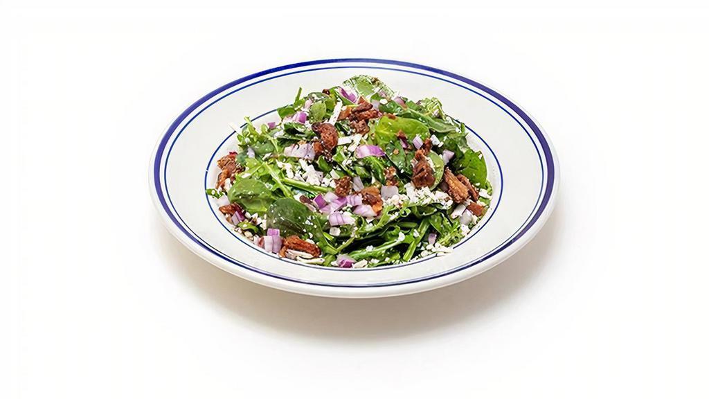 The Stag - Large · Arugula, Spinach, Candied Bacon, Red Onion, Gorgonzola, Vinaigrette