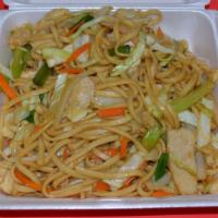 Lo Mein With Chicken · Stir-fried with cabbage, bean sprouts, carrots, onions, and celery