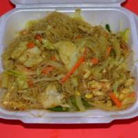 Rice Noodles With Chicken · Choice of Singaporean (yellow curry) or Cantonese Style. Stir-fried with cabbage, bean sprou...