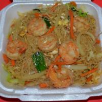 Rice Noodles With Shrimp · Choice of Singaporean (yellow curry) or Cantonese Style. Stir-fried with cabbage, bean sprou...