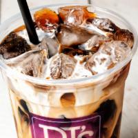 Iced Coffee · Cold-brew iced coffee served over ice and topped with a splash of milk.