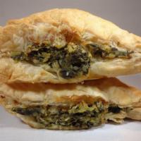 Spinach With Mozzarella & Feta Cheese P.P. - 1 Piece · It's flaky and light puff pastry stuffed with chopped spinach, mixed with mozzarella, feta c...