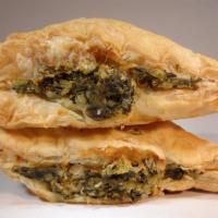Spinach With Sumac P.P. - 1 Piece · It's flaky and light puff pastry stuffed with chopped spinach, onion, sumac spice and olive ...
