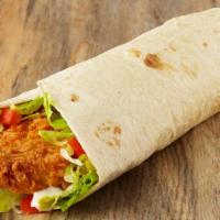 Hand-Breaded Crispy Chicken Wrap · Crispy tender chicken breast with fresh lettuce, diced tomatoes and homemade ranch dressing....