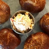 Pretzel Bites & Pimento · Tough Cookie bakery pretzel bites with a. scoop of house-made pimento cheese.  Perfect with ...