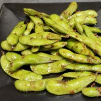 Edamame · Stird fried with garlic and brown souce