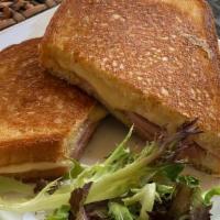 Croque Monsieur · A French classic with Harissa Aioli and Dijon Mustard spread on both slices of bread with Sw...