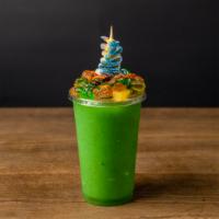 Leprechaun Chamoy · Lime chamoy, pickle juice, green chamoy. Top shelf tequila, and tasty toppings.