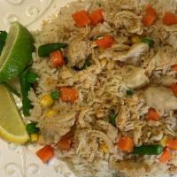 Chicken Fried Rice Oniy · Fried Rice with Chicken and Vegetables, Eggroll