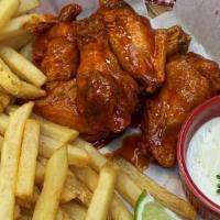 6 Piece Wings Combo · 6 piece Wings, Fries, Ranch, Drink