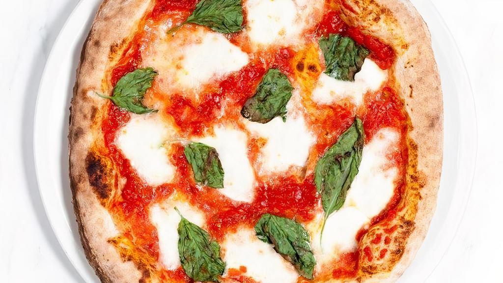 Margherita Pizza · Basil, fresh mozzarella, red sauce