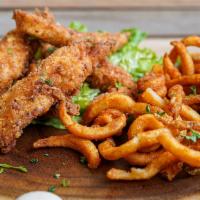 Tender Basket · Grilled or fried tenders with choice of epic fries or curly fries and one dipping sauce.