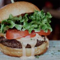 Bob'S Burger · Brisket and ground beef mixed patty, gouda cheese, leaf lettuce, tomato and smash sauce on a...