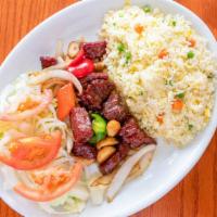 Flaming Beef Chuck Steak With Fried Rice · request for steamed rice.