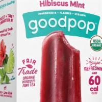 Goodpop Hibiscus Mint Popsicle (2.5 Oz X 4-Pack) · A sweet and tangy combination of brewed Fair Trade hibiscus tea, mint and lime juice for a b...