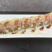Snow Crunchy Roll · Popular. Shrimp tempura, cream cheese inside, crab mix on top with eel sauce.